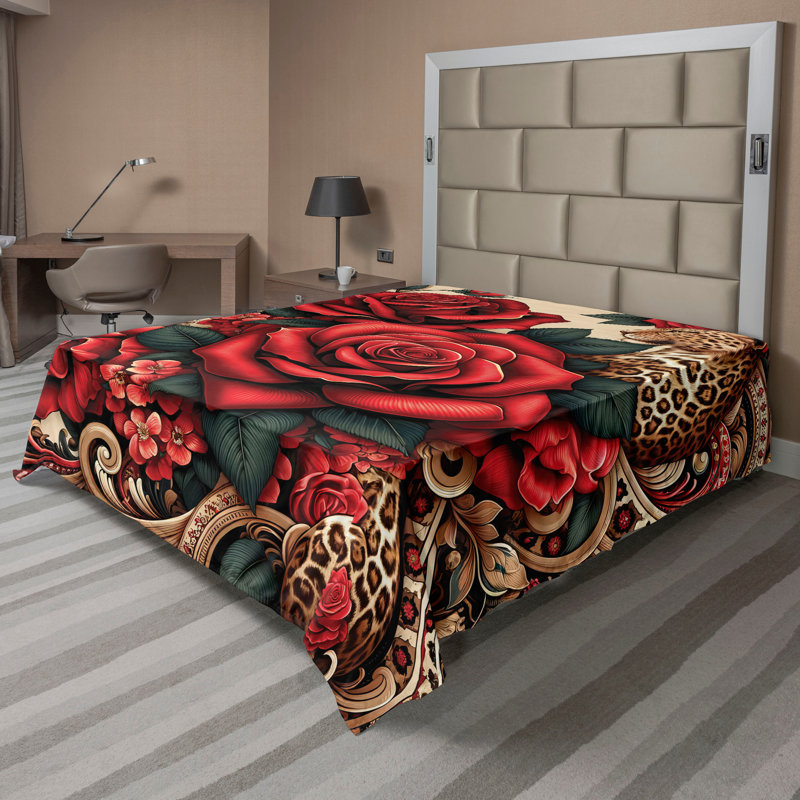 Polyester Floral Flat Sheet, California King