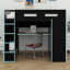 Lit mezzanine en bois avec bureau, garde-robe, grand espace de rangement et lumière DEL RVB-830232918