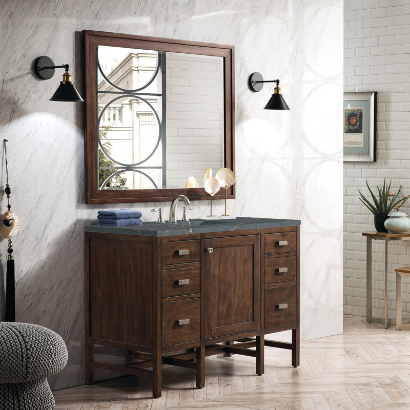 Addison Single Vanity, Mid-Century Acacia, Parisien Bleu, 8" Widespread