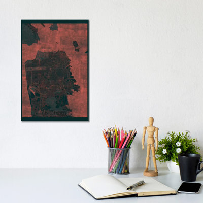 San Francisco Infrared Urban Blueprint Map by Hubert Roguski - Wrapped Canvas Painting
