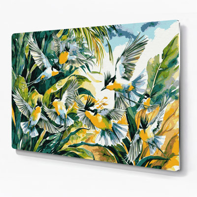 Art mural oiseaux en métal vert