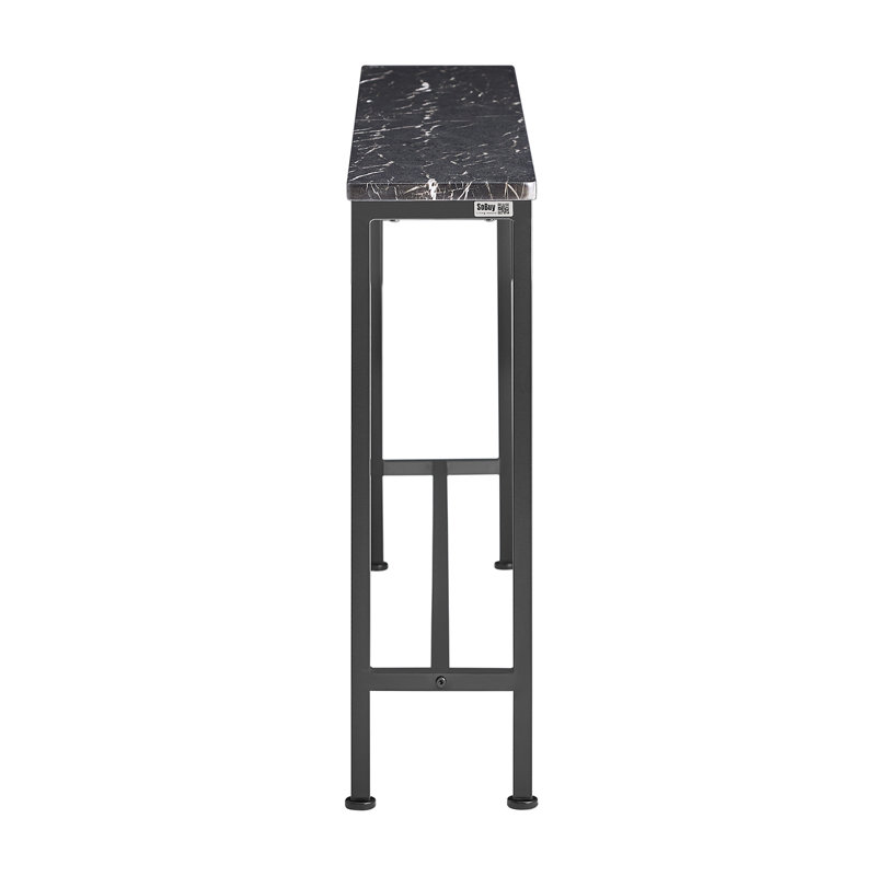 Abingt 120cm Console Table, Marble Black, 65cm H x 120cm W x 20cm D, Black