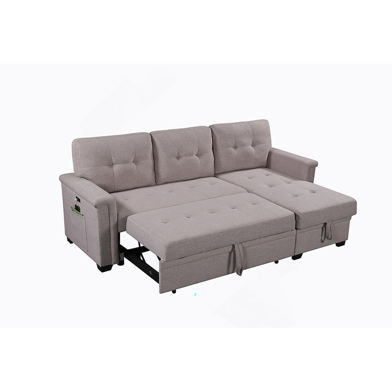 84" Light Gray Reversible Sleeper Sectional Sofa