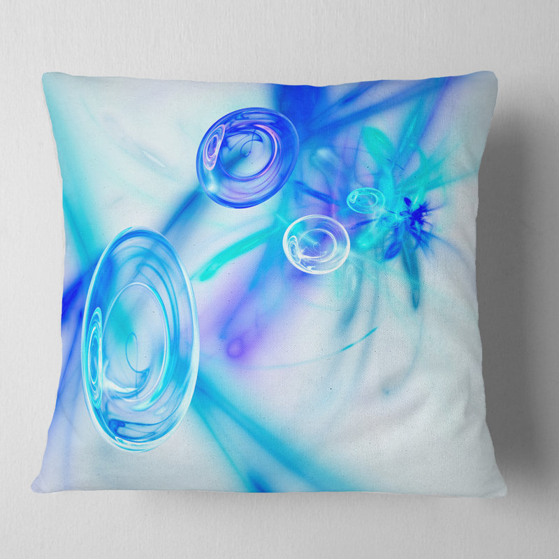 Bureau Fractal - Coussin imprimé abstrait, 18 po x 18 po, Blanc, Carré