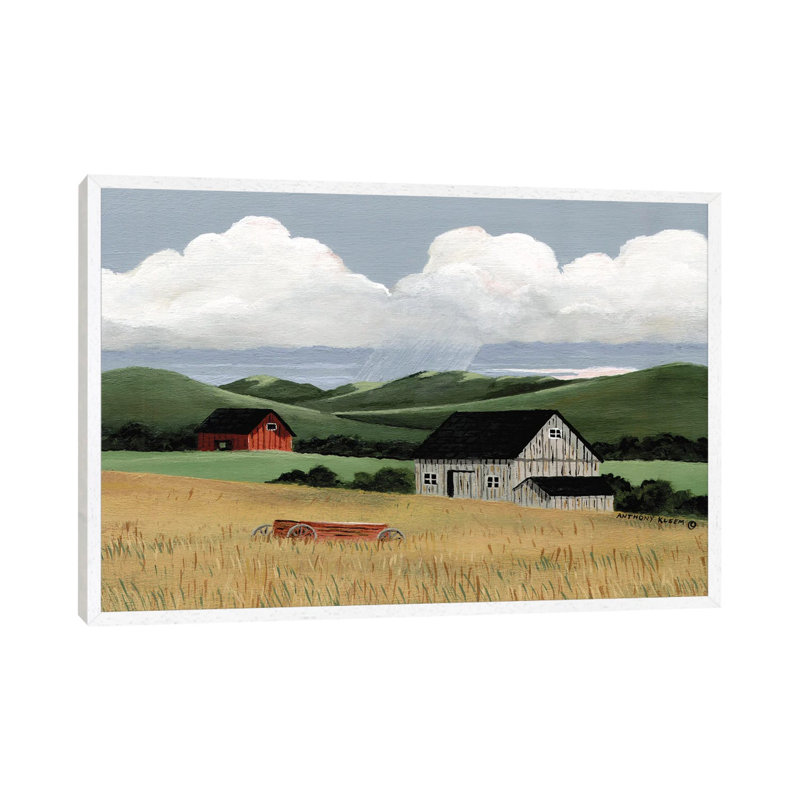 Summer Rain 1 Piece Painting on Canvas, 45.72 cm H x 45.72 cm W, White Framed