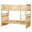 Lit simple superposé de style transitionnel, finition en pin naturel, garde-corps sur le lit supérieur, lit sans fondation requis, rails, sommier, pour la chambre à coucher