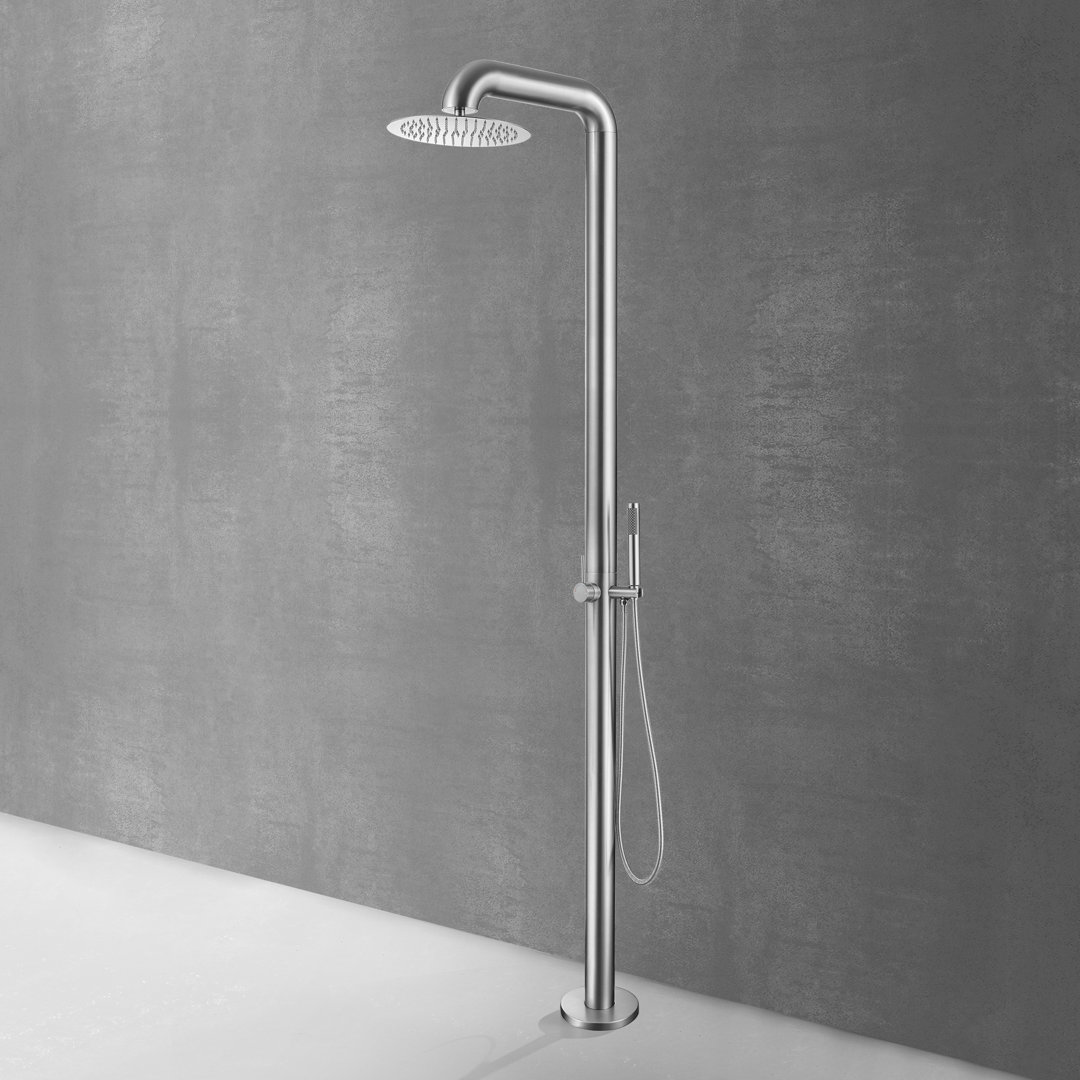 89'' H 304 Stainless Steel Thicken Freestanding Outdoor Shower with Detachable Rain Shower Head Designer Collection 