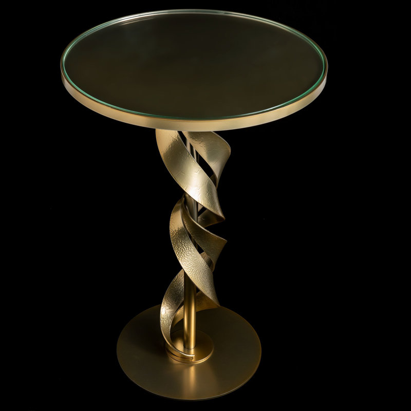 Folio Glass Top Accent Table, Modern Brass