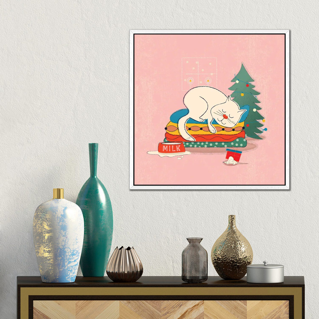 Sleeping Chritmas Cat von Show Me Mars - Gallery-Wrapped Canvas Giclée on Canvas