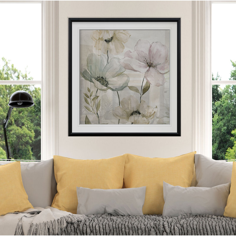 «Hibbitts Garden Grays», reproduction d'art graphique, H 24 po x l 24 po x P 2 po, Cadre noir