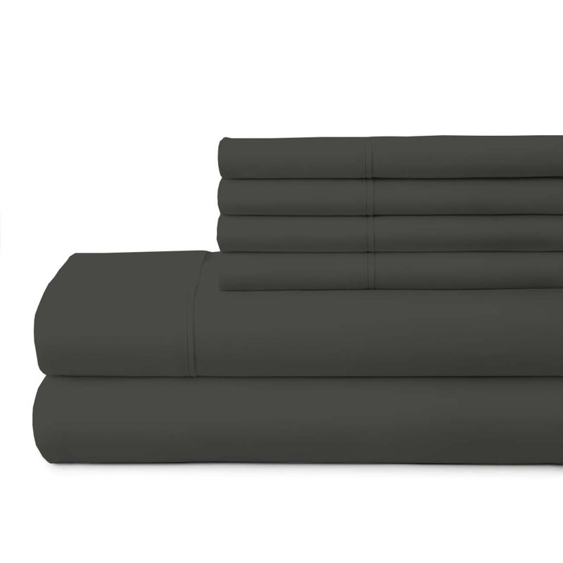 6-Piece Premium Deep Pockets Microfiber Sheet Set, Full, Dark Gray