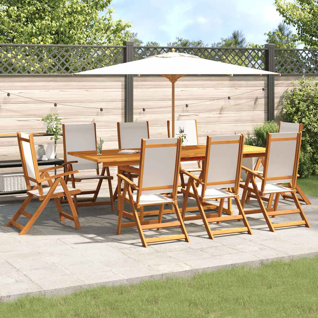 5 Piece Garden Dining Set Solid Wood Acacia And Textilene