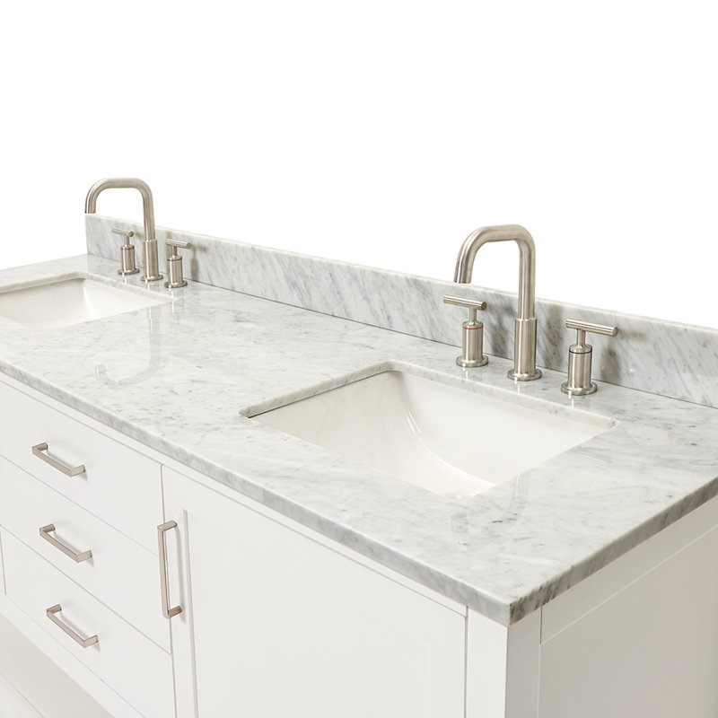 Bayhill 73'' W Double Vanity, 61", White, Oval