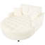Chaise longue beige de 55 po. Nombre de places assises. Oreillers amovibles. Revêtement en chenille. Fabrication. Lit moderne rembourré en mousse. Siège spacieux. Chenille de luxe. Fabrication solide. Qualité-1129376647