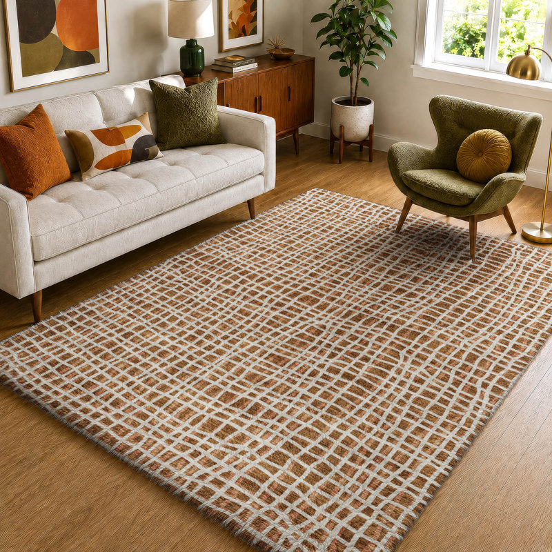 Tapis à rayures Dream Shag ADS729 lavable à la machine de qualité supérieure, Paprika, 8' x 10'
