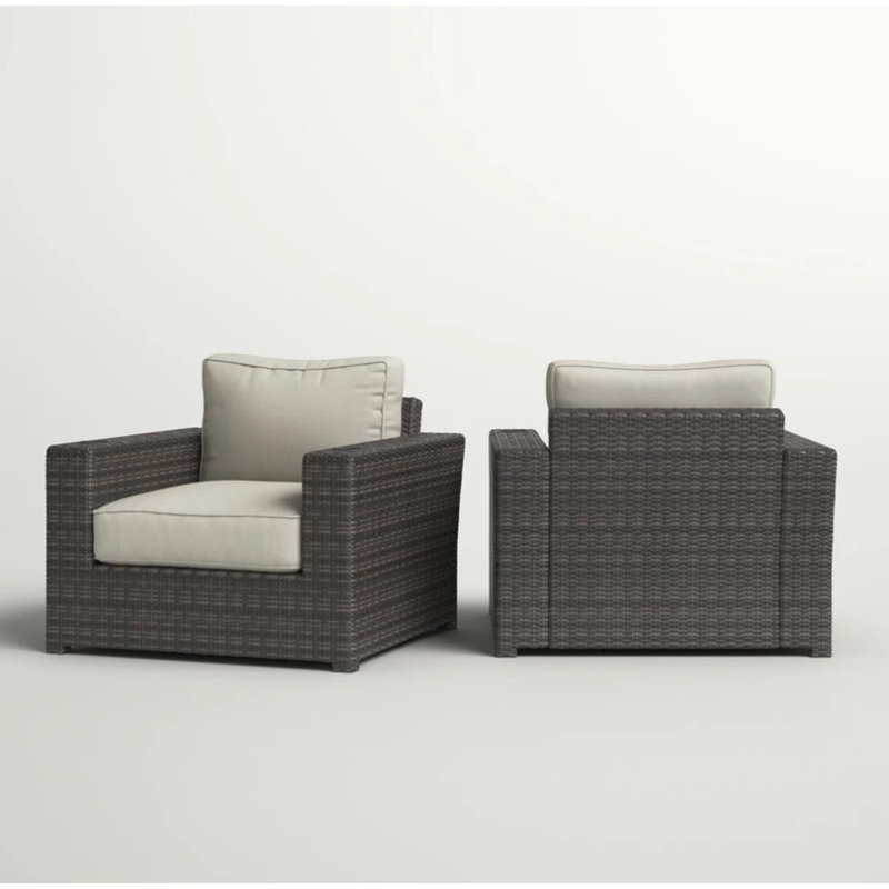 Ensemble de 2 fauteuils d'extérieur avec coussins entièrement assemblés