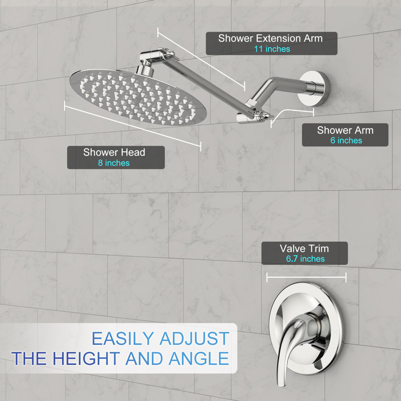 Système de douche complet avec valve brute, Gris