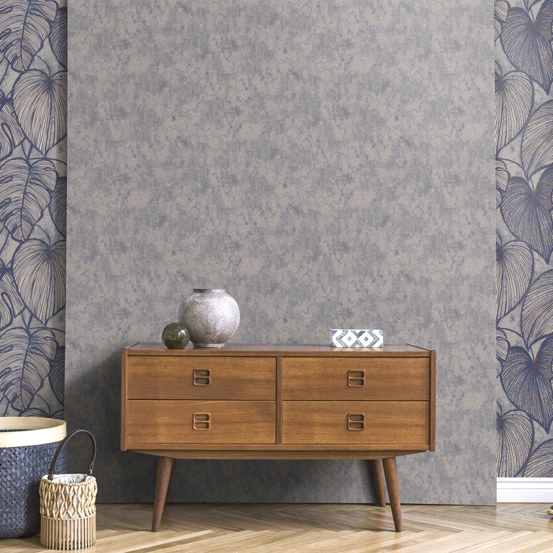 Julie Feels Home Glitter/Shimmer Plain Texture Wallpaper Roll, Ash