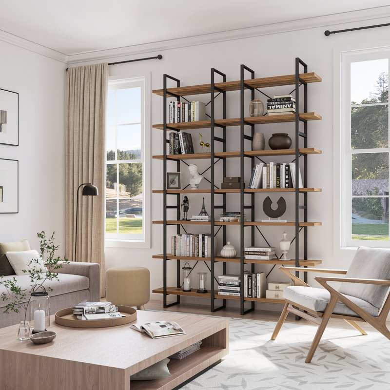 Lotus Large Room Division and Library Bookshelves, (7 Shelves) 99.6" H x 71" W x 12.5" D./Oak