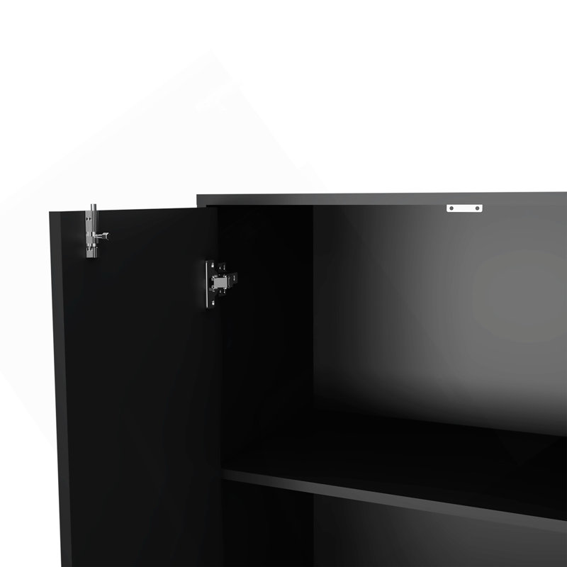 Armoire de rangement Lions, porte double et roulettes, finition wengé noir