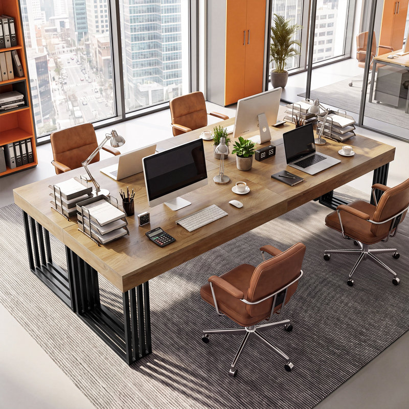 Bureau d'ordinateur 78,74 po en bois avec structure en métal