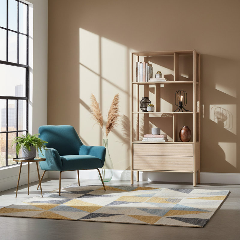 Masie 71"H x 35.4"W 2-Drawer Oak Bookcase,