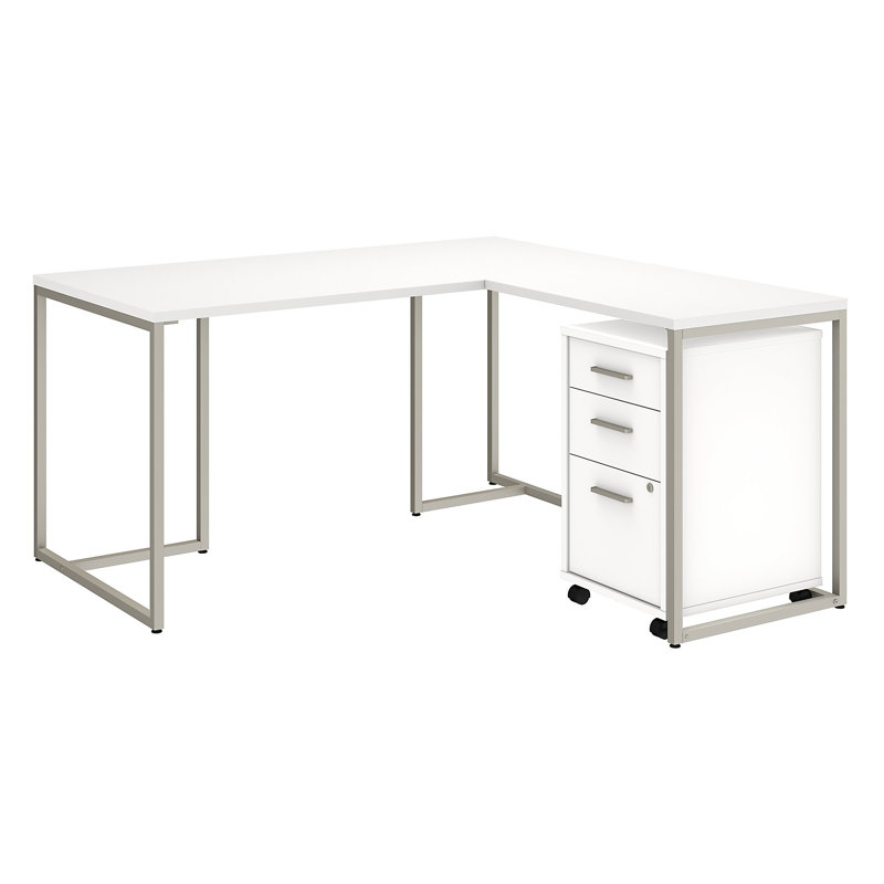 Ensemble de bureau d'ordinateur en L 3 pièces Method, Blanc