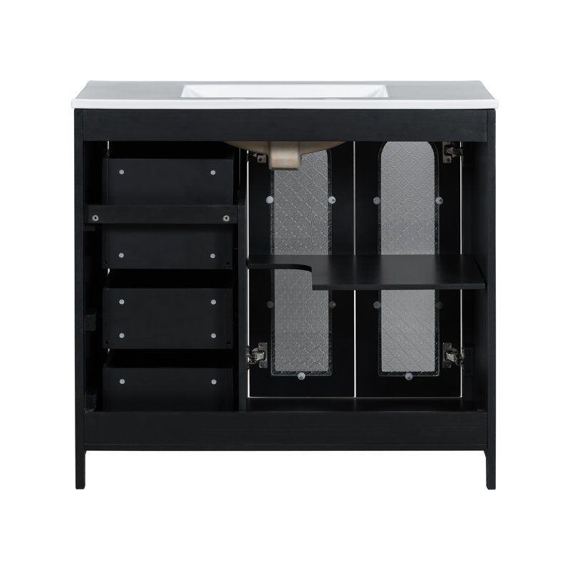 Meuble-lavabo de 36 pouces, Noir, noir, noir, noir
