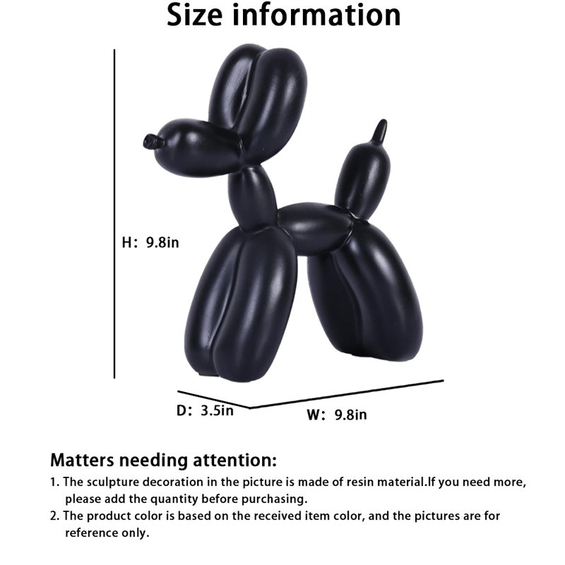 Ornement de statue créative pour chien ballon (1 pièce) - Sculpture en résine décorative pour chambre à coucher, bureau, plusieurs couleurs disponibles