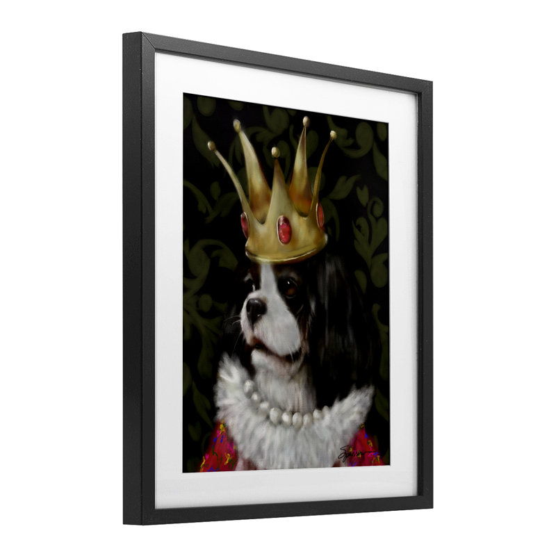 «Queenie Dog» avec couronne dorée, reproduction encadrée sous verre, conception de Mary Sparrow, H 21 po x l 17 po