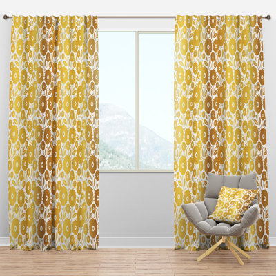 Golden Floral I - Abstract Curtain - Velvet Room darkening - 1 panel