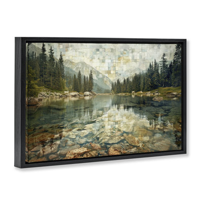  Tiled Mountain Landscape Framed Floater Canvas by LSR Design Studio