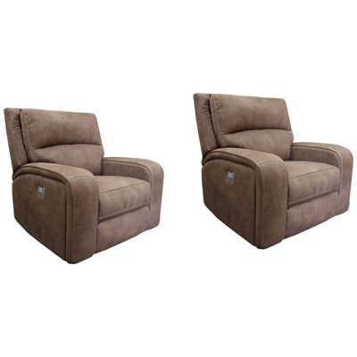Polla 40" Upholstered Power Recliner with Adjustable Headrest with Square Arms