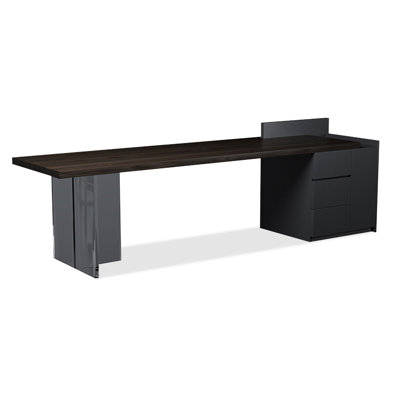Brown Rectangular Solid Wood With 3 Drawers Desks