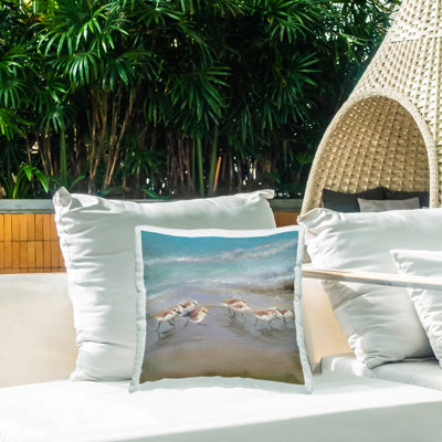 Coussin d'extérieur Coastal Sandpipers Shore