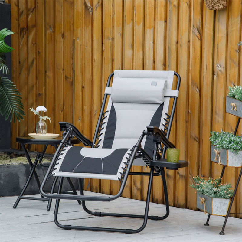 Aymelia 89cm Long Reclining Zero Gravity, Light Grey/Black