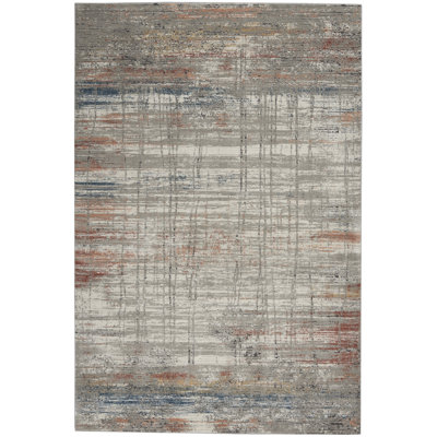 Tapis abstrait gris tissé à la machine