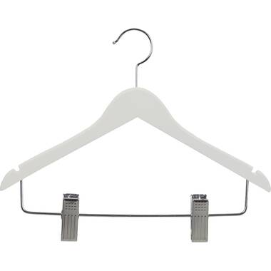 International Hanger Wooden Junior Combo Hanger Natural Finish with Chrome Hardware Box of 50