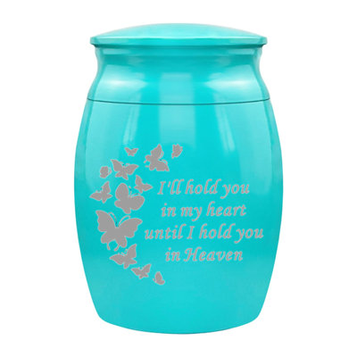 Pet Urn Jar 1.6x1.2x0.8in Stainless Steel Ashes Memorial Container For Pets, Blue