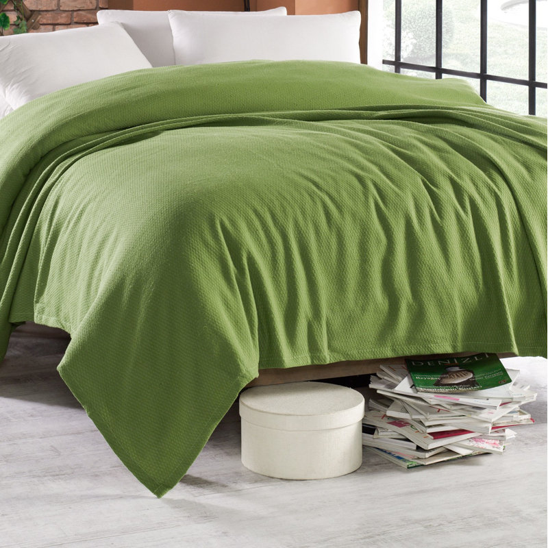 Lamarr Cotton Solid Colour Bedspread, 200 x 230 cm Bedspread, Dark Red