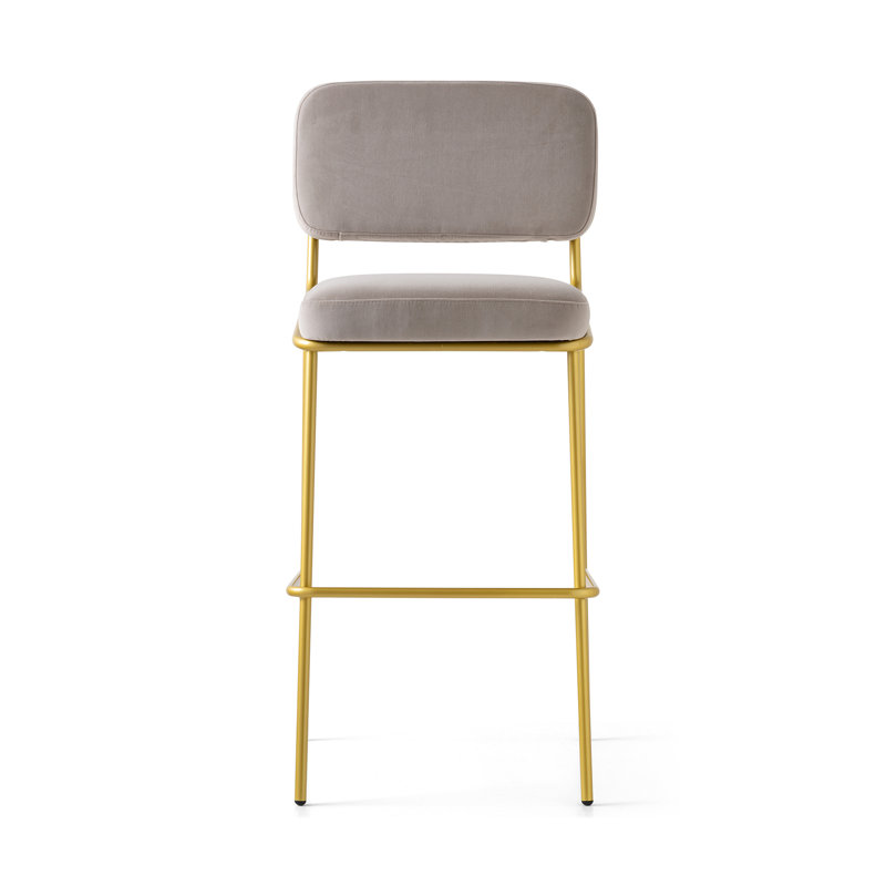 Sixty Upholstered Counter Stool with Metal Frame, Counter Stool (25.63" Seat Height), Painted Brass, Sand