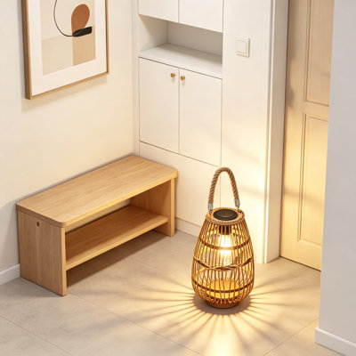 Solar Lantern Outdoor Waterproof, Large Rattan Lanterns Decorative Bright Boho Lights With Handle, Rustic Hanging Or Table Lamp For Fence Porch Garden Yard Wedding Decoration