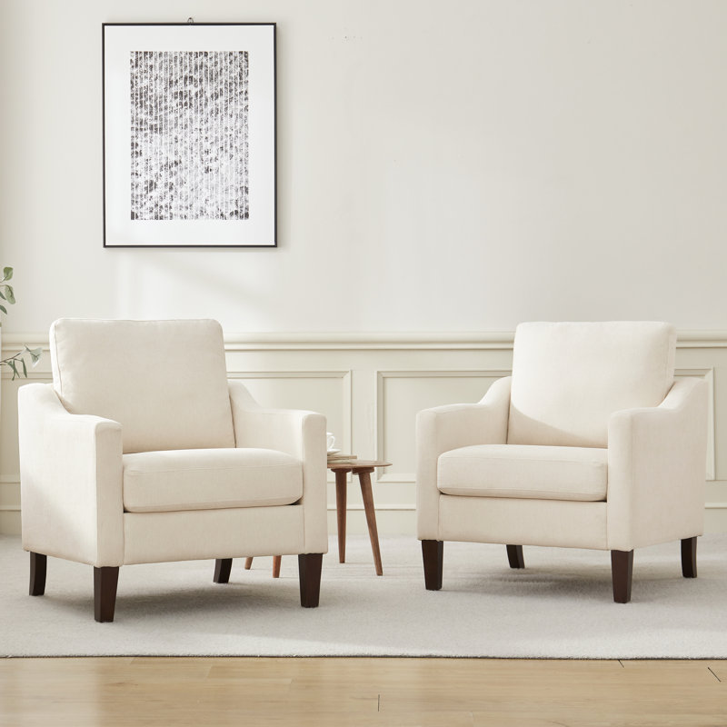 Fauteuil avec pieds en bois massif, Beige