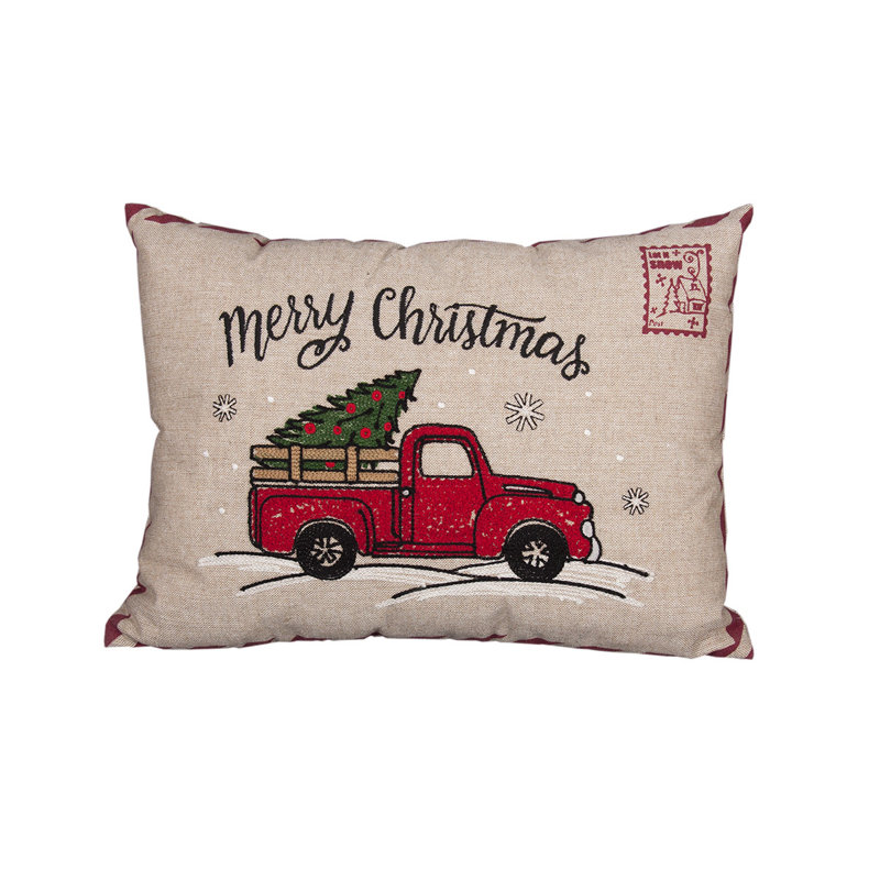  Truck Christmas Lumbar Pillow