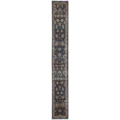 Tapis noir et crème noué à la main de haute qualité