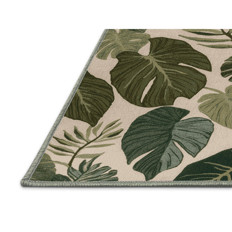 Tapis vert botanique lavable à la machine, Tapis de couloir 2 pi x 5 pi