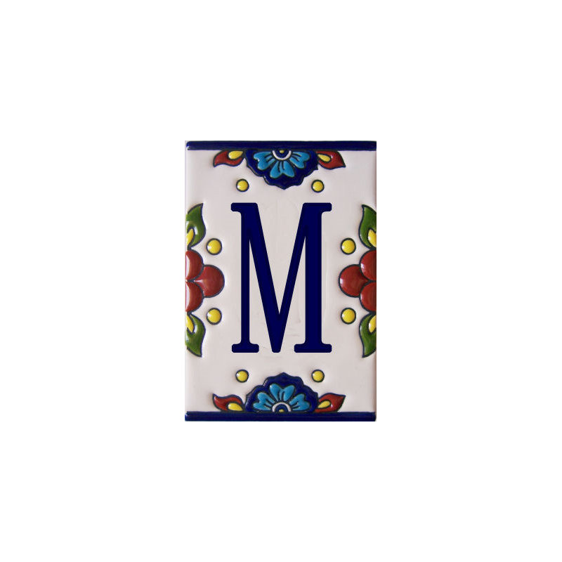 TalaMex Mexican Talavera Mission Tile House Letter M