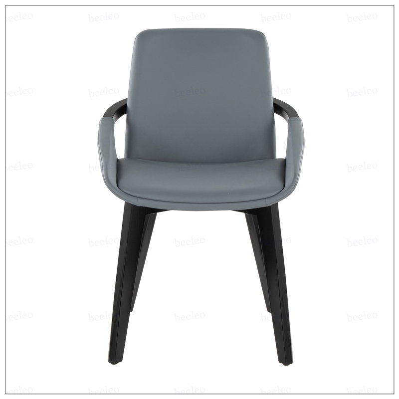 Chaise en bambou noir et similicuir gris