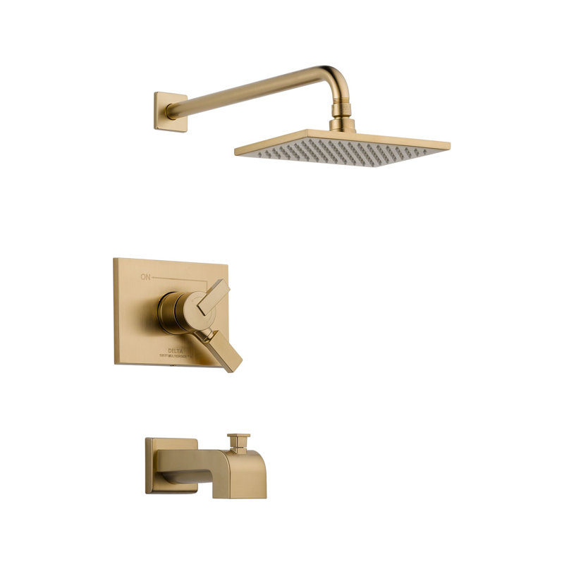 Robinet de baignoire et douche à pression équilibrée Vero avec technologie H2Okinetic, Bronze-Champagne lustré