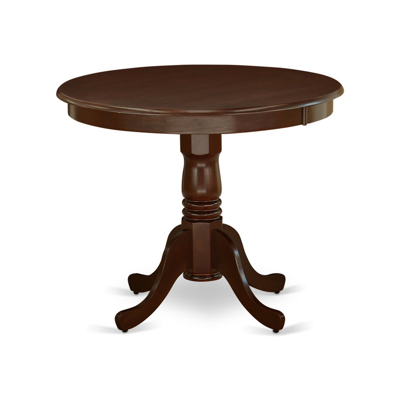 Piece Kitchen Table Set for 4 Includes a Round Dining Room Table with Pedestal and 4 Linen Fabric Upholstered Dining Chairs, Cappuccino